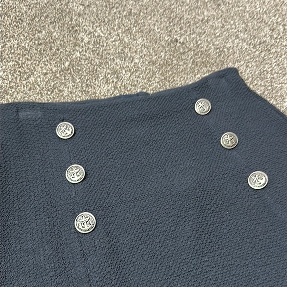 Maeve Dual Split Button Midi skirt size 4 Navy Blue dual slit - Picture 5 of 16